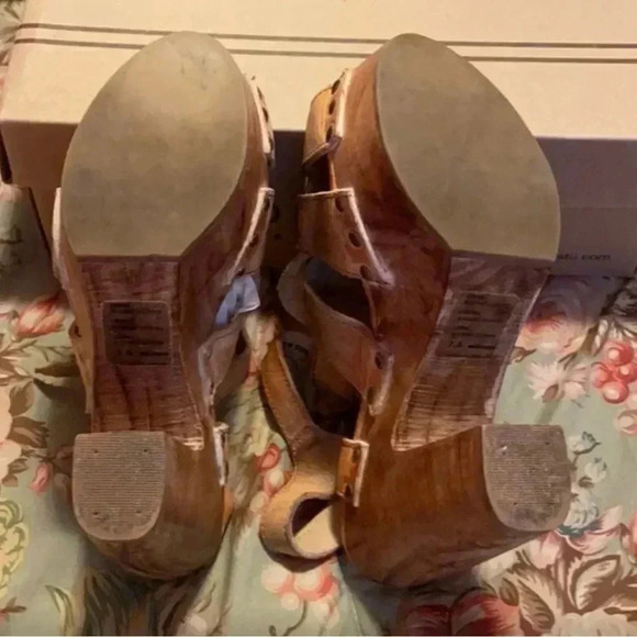 Bed Stu Women’s Melissa Distressed Tan Leather Rustic White 7.5 Platform Sandals - Picture 12 of 14